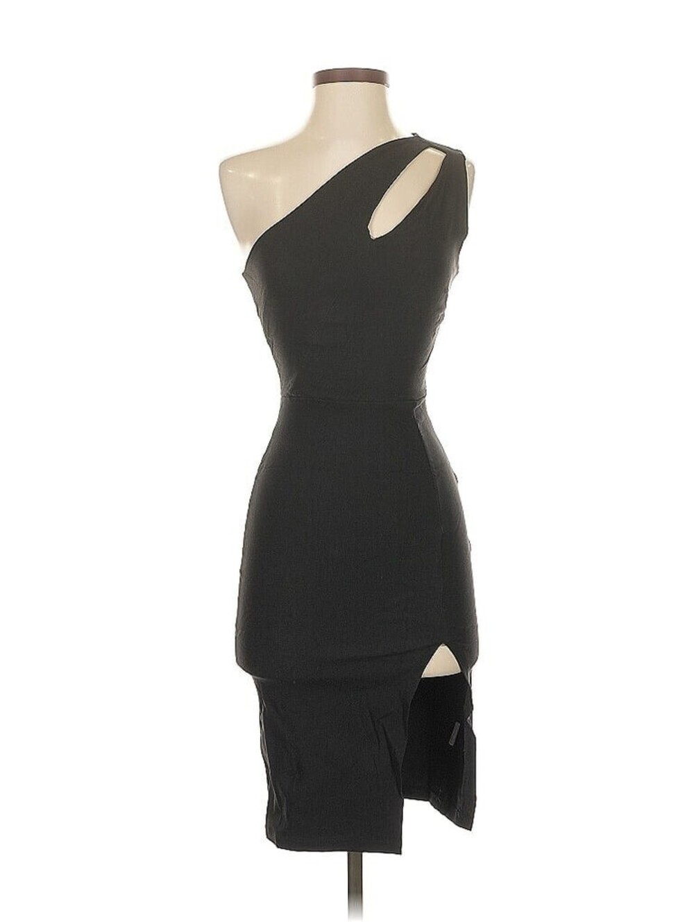 Black One-Shoulder Bodycon Dress with Cutouts